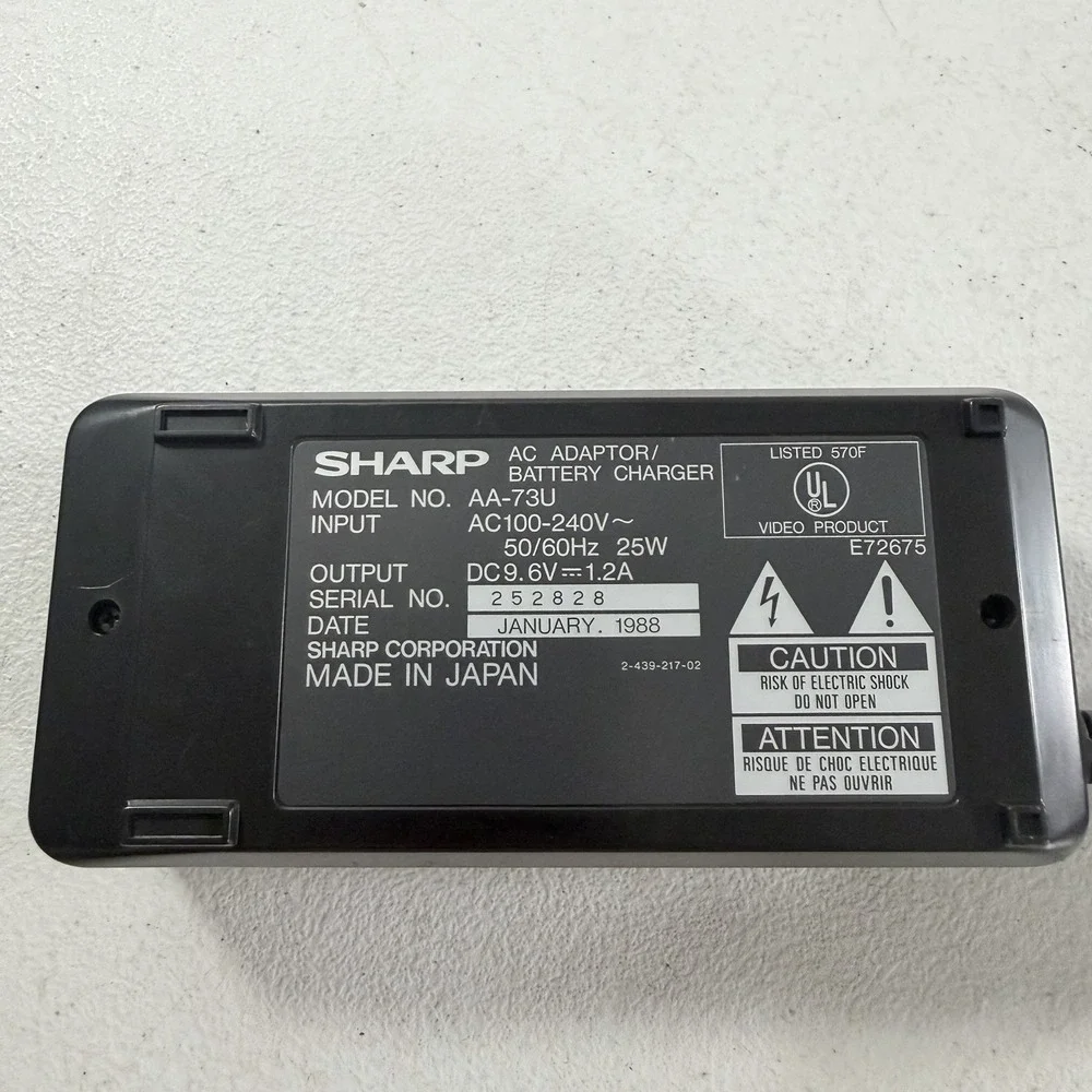 Sharp AA-73U Camcorder Battery Charger AC Adaptor Power Supply TESTED WORKING